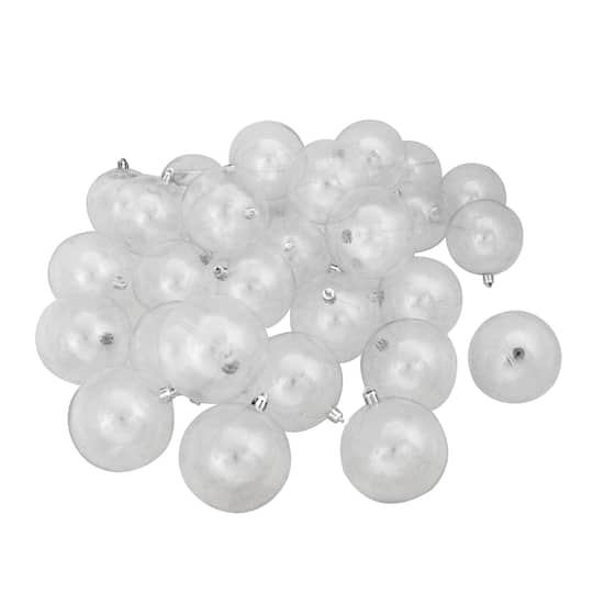 32ct. Clear Shatterproof Shiny Christmas Ball Ornaments